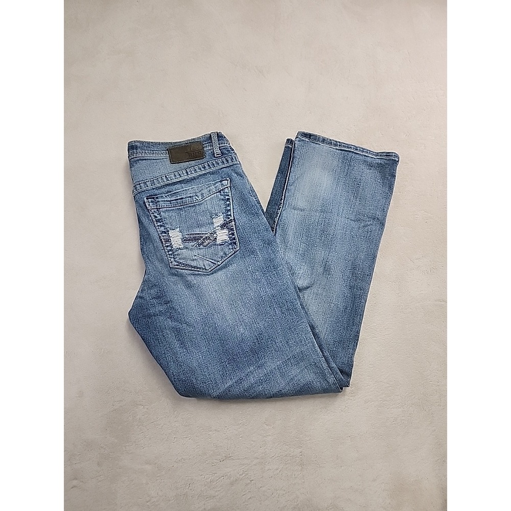 Buckle BKE Tyler Straight Leg Jeans Mens 33R 34X31 Light Wash Cotton Stretch